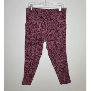 Athleta Salutation Stash pocket 7/8 legging mauve pink animal print - 1X